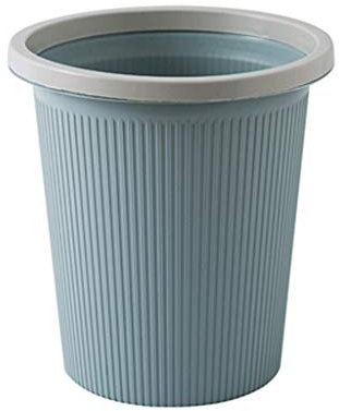 Cubo de basura MYBA sin tapa de plástico con apertura grande, contenedor de basura redondo para baños, cocinas, oficinas en casa, dormitorios (color: azul, tamaño: L)