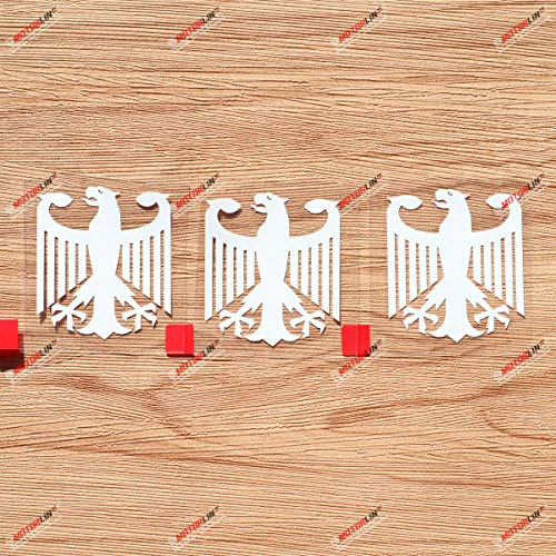 Deutsches Wappen Adler Aufkleber Vinyl Sticker - 3er-Pack Weiß, 5,1 cm - Germany Deutschland - Ohne Hintergrund für Auto Boot Laptop Tasse