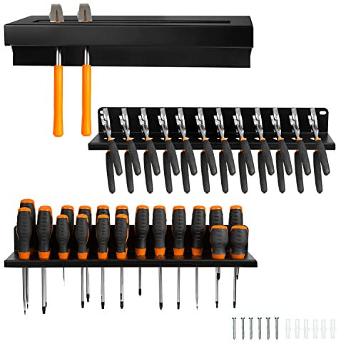 Iron Forge Tools Metall-Handwerkzeug-Organizer, Hammer- und Zangen- und Schraubendreher-Aufbewahrungsregal – Wandhalterung für Werkstatt, Organizer und Aufbewahrung