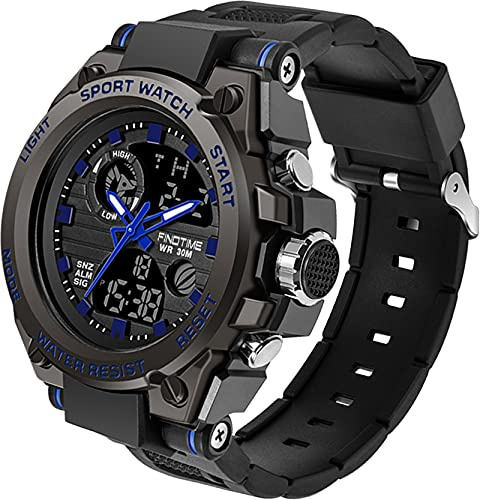 findtime Herren Sportuhr Armbanduhr Militär Digitahl Analog Uhr Männer mit Alarm Stoopuhr Timer Elektronische Uhren Stoßfest LED Wasserdicht Outdoor Cool Watch Farbig Jugendliche