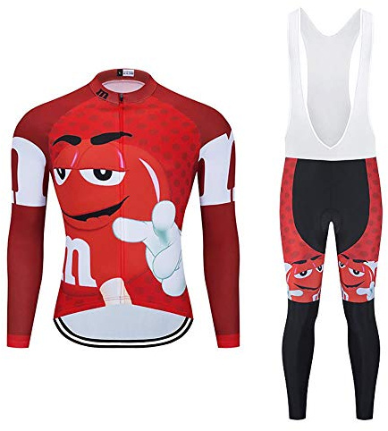 Radtrikot Set Herren Fahrradtrikot - Langarm Mit 20D-Gel-gepolsterten Trägerhose, Atmungsaktiv Elastische Schnell Trocknend Fahrradbekleidung für Radfahren MTB