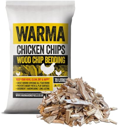 Warma 20 x 70L Bags Premium Chicken Wood Chips Hardwood Chippings - Chicken Bedding Coops Hens Poultry Run Animal Pens Garden Boarders Path Walkways Ground Covering