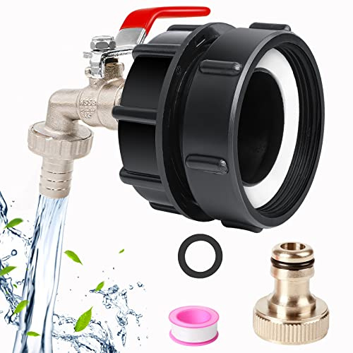 IBC Tank Fittings -IBC Tank Adapter 2.44（62mm） Fine Thread 275-330 Gallon Water Tank Adapter for Garden Hose Connector Leakproof IBC Tote Valve Brass IBC Tote Tank Hose Adapter