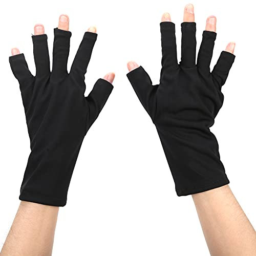 1 Par de Guantes Anti UV, Guantes de Protección UV para Uñas, Lámpara de Curado LED para Uñas, Guante de Protección UV, Guantes para el Cuidado de la Piel para Manicura Y Diseño de Uñas(Negro)