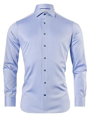 Vincenzo Boretti Camicia, Slim-Fit/Taglio Aderente, Twill - Non-Stiro Azzurro 39-40