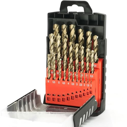 BeHappy Set di punte in metallo HSS cobalto 25 pezzi, set di punte elicoidali in acciaio inox per metallo, acciaio, ferro, alluminio, rame, ottone ecc. Set di punte professionali da 1 a 13 mm, in