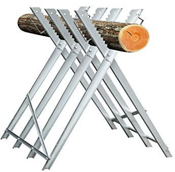Sonnewelt Caballetes de sierra para plegable, capacidad de carga de 150 kg, para motosierra de madera, caballete de madera móvil, Metal galvanizado, Plata(80 x 80 x 81 cm)