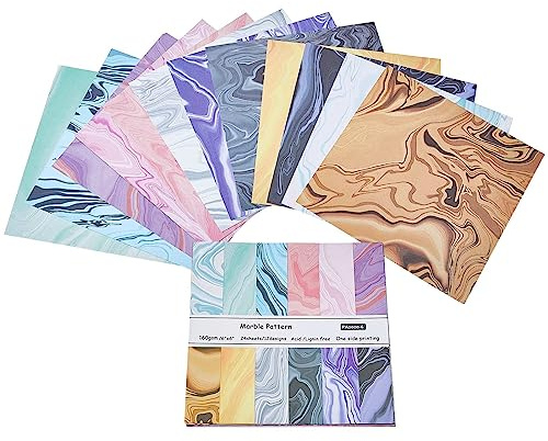 GORGECRAFT 24 Stück Dekoratives Bastelpapier 12 Stile Farben Musterpapier 15.2x15.2 cm Farbmischung Papier Scrapbook-Karton Block Für DIY-Kartenherstellung Scrapbooking Fotoalbum Kunstdekoration