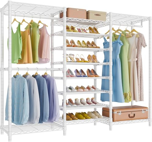 VIPEK S3 Freestanding Clothes Rack with 8-Tier Shoe Shelves, White