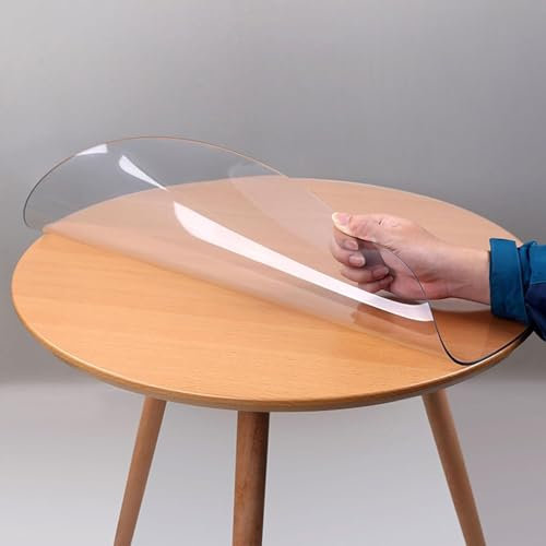 Runder, durchsichtiger, kratzfester Vinyl-Tischschutz in verschiedenen Größen, 1,5 mm Dicke PVC-Schreibtischunterlage, for Couchtisch, Esszimmertisch, wasserdicht abwischbar (Size : 110cm(43in))