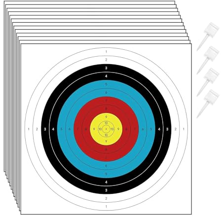 Lanko Bogenschießen-Zielscheiben Aus Papier für Den Hinterhof, 30 Stück Bogen-Pfeil-Zielscheiben für Jagd- und Bogenschießen-Ziele, Zubehör für Schießübungsteile