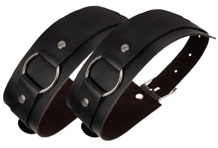 WRITWAA Jarretières de Manches pour Hommes en Cuir Noir Design Polyvalent et Taille Ajustable, Style Punk Élégant pour Vêtements et Costumes Couleur Aléatoire