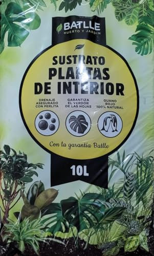 Sustrato para Plantas de Interior 10 litros - Batlle. Contiene Guano Rojo 100% Natural. Garantiza el verdor de Las Hojas.