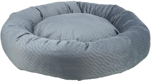Trixie Hundebett Alena rund, mit Samtbezug – ø 50 cm, blau/grau | Kuschelig weicher Hundekorb, waschbar – für kleine Hunde, integriertes Kissen und rutschfester Boden