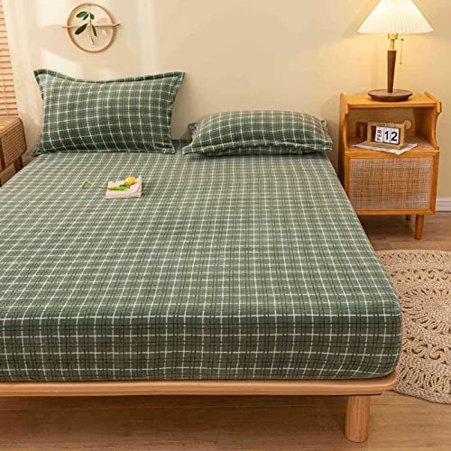Generisch Plüschbettwäsche Cashmere Touch Spannbettlaken 150x200cm + 25cm/3Stk Steghöhe Boxspringbettauflage flauschig warm Samt Boxspringbett Spannbettlaken Leinen Cashmere Touch grün