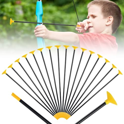 Hojalis 16 Stücke Ersatz Saugnapf Pfeile, 42 cm Bogenschießen Ersatz Pfeile mit Saugnapf oder Pfropfen, Ersatzpfeile Sucker, Saugnapf Pfeil, Spielzeug Bogen für Innen und Außen（Schwarz） (Schwarz)