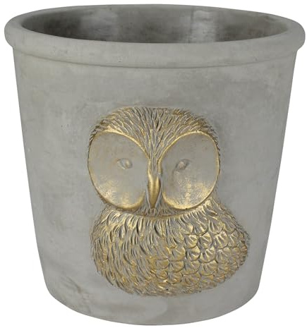 HomArt Cement Owl Cachepot, 6.50-inch Height, Home Decor