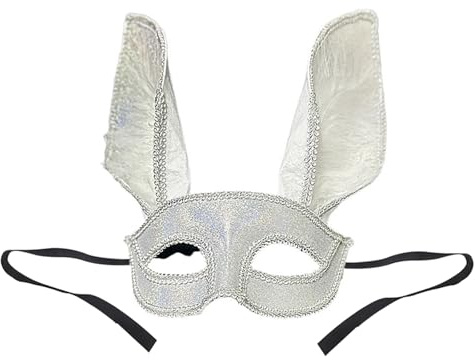 NICEYEA Cosplay Bunnymaske Party Hasenmaske Damen Venezianische Hasen Halloween Federn Maske Halbgesichtsmaske Kaninchenohren Cosplay Maske Fasching Ostern Party Halloween Kostüm Zubehör