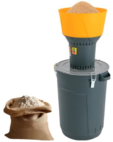 Biggittig Moulin à céréales électrique 220 V avec entonnoir et bac de récupération, broyeur agricole 400 kg/h avec 5 tamis de broyage pour riz, maïs, céréales, café, blé