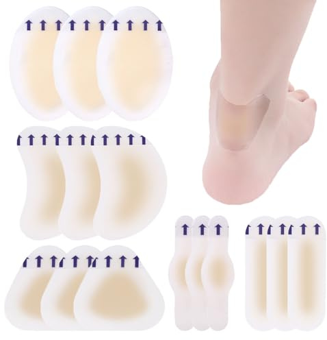 15 Pieces Blister Plasters for Feet, Invisible Blister Plasters, Invisible Hydrocolloid Gel Blister Bandages Blister Cushion Pad, Seal Band Aid, Blister Guard Pads Waterproof for Heel, Toe, Guard Skin