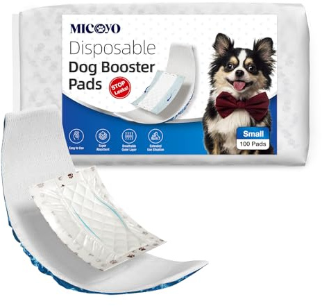 MICOOYO Einweg-Hundewindel-Einlagen, für Rüden und Hündinnen, super saugfähig für läufige Hunde für Windeln (doppelseitiger Auslaufschutz) (S-100)