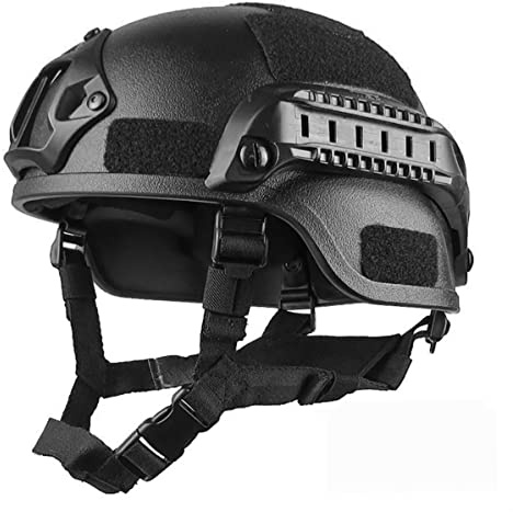 Fast Helm, gepolstert, 22,05–23,62 Zoll, freie Größe, Airsoft-Helm, universeller Paintball-Helm, verstellbare Seitenschiene, NVG-Halterung, schützender Stoßhelm, Kampfhelm für die Jagd