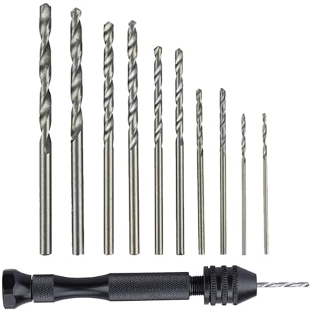 Taladro de mano, taladro manual con brocas para taladro, brocas para taladro, taladro giratorio manual, diseño de precisión, ajustable, taladro manual ergonómico para metal, madera, joyería,