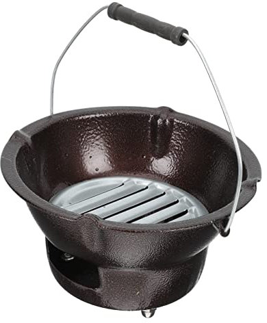 POPETPOP Poêle à Charbon Portable Barbecue d'Extérieur pour 1-2 Personnes, Moulage en Fer Robuste, sans Revêtement, Cuisson Saine Antiadhésive, Poignée Pratique pour Transport Facile