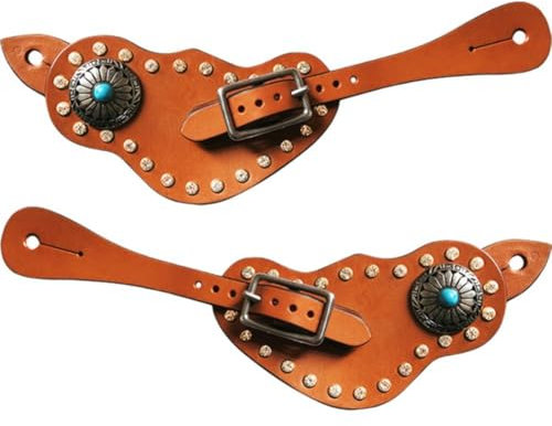 Ericetion 2 Stück Western-sporenriemen, Reitschutzausrüstung Im Western-Vintage-Stil, Verstellbare Länge