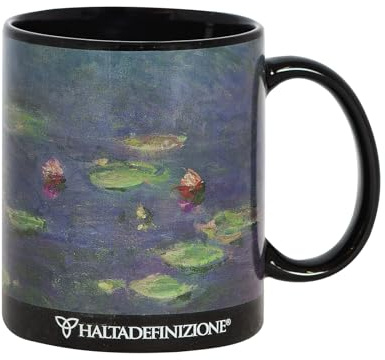 Halta Definitione Tasse aus Keramik, bedruckt mit einem Kunstwerk von Monet, inklusive einer eleganten Geschenkbox, Fassungsvermögen 325 ml, Maße 9,5 H x 8 cm, Seerosen