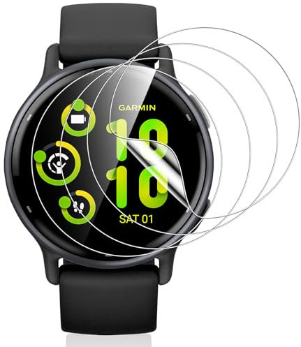 Vauki 4 Pièces Protection Écran pour Garmin Vivoactive 5 Verre Trempé,Anti-Rayures HD Transparent Sans Bulles Silicone Ultra-Mince TPU Souple Film Protecteur Installation Facile