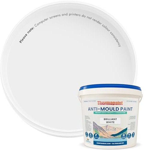 Kingfisher Thermapaint Anti Mould Emulsion Paint 2.5L, Brilliant White | Mould and moisture resistant with active fungicide, waterproof and washable, for kitchens, bathrooms and more