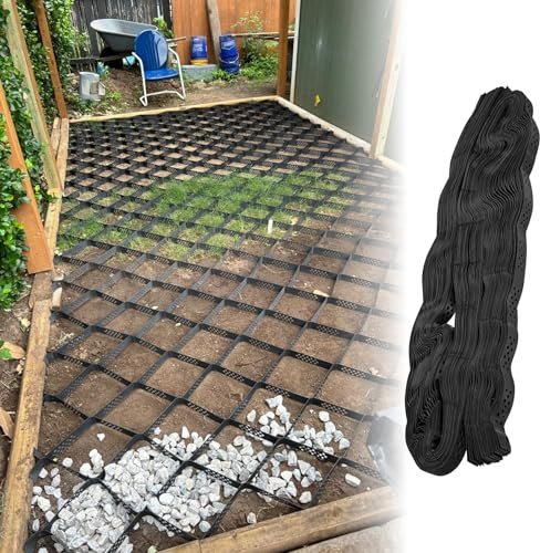 Stabilisateur de Gravier Grilles De Renforcement Du Sol De 50 Mm De Profondeur, Grille De Stabilisation Du Gravier Anti-érosion Pour Patios, Jardins, Allées, Pavés En Béton(3.3ftx26.2ft(1mx8m))