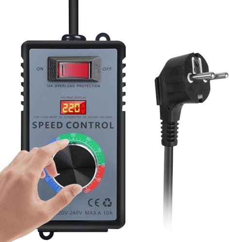 SGZIOO Drehzahlregler 230v, SCR Spannungsregler, AC 220V 10A Spitzenleistung 4000W, Drehzahlregler Motor Verwendung, mit Überlastschutz, Spannungsregler 230v für Winkelschleifer Bläser Handbohrer, EU