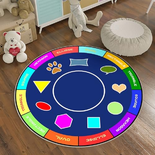 Alfombras Redonda Alfombra Habitación Lavable Antideslizante Muy Suave para Salón o Dormitorio Cama Infantil Lavable Bebe Niña Niño Alfombra De Juego Negro Blanco Música (Multicolor 4, 60x60cm)