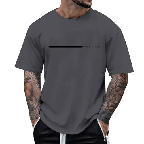 Foweknow Camiseta oversized para hombre, cuello redondo, manga corta, camiseta deportiva básica, camiseta de manga corta, ropa de calle, clásica, vintage, informal, camiseta de senderismo