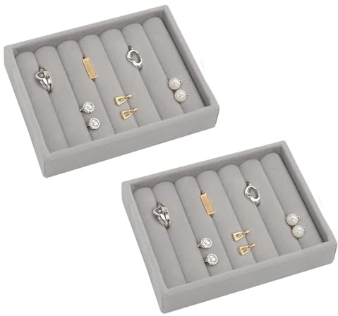 HENGBIRD Lot de 2 tiroirs de rangement pour bijoux - Organisateur de bijoux - Insert à bijoux pour tiroirs, boucles d'oreilles - Convient pour boucles d'oreilles, bagues et autres bijoux
