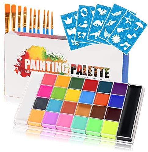 ACWOO Ansiktsfärger, 26 färger säkerhet giftfri färg, kropps- och ansiktsfärg, halloween festival party cosplay makeup kit vuxen