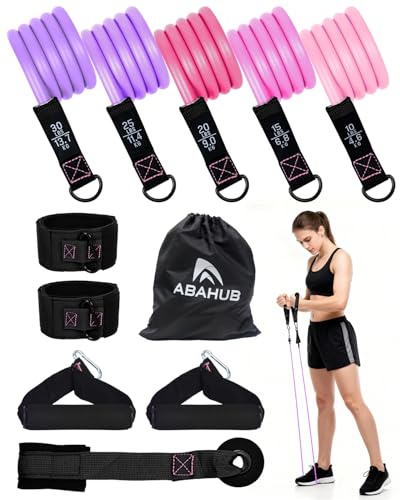 Abahub Widerstandsband Set 100lbs Resistance Bands 5-teiliges Fitnessband mit Türanker, Griffen & Fußschlaufe für Ganzkörpertraining, Home Gym, Ideal für Anfänger Fortgeschrittene