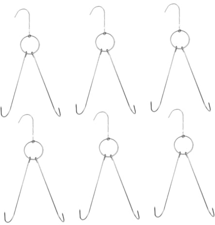 FONDOTIN 6 Pièces Crochets Viande Inox Double pour Séchage et Fumage Bbq Suspension pour Bouchers Chasseurs et Cuisine Professionnelle