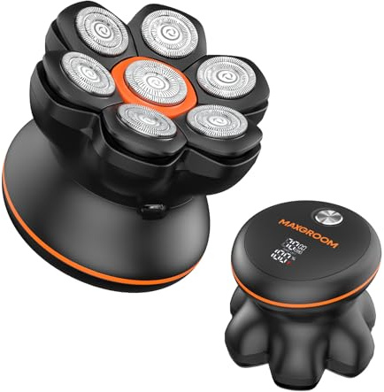 MAXGROOM 7D Rasoio Testa Calva Zero Assoluto 2 Velocità 7000&6600 Giri/Min, Rasoio Elettrico Capelli Uomo Rasa Capelli 0 mm, Shaver Capelli, Impermeabile con Display LED 120 Minuti di Autonomia