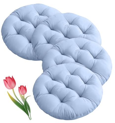Umllpet Sitzkissen Rund 40cm, 4 Stück Bodenkissen Rund Sitzpolster Stuhlauflage Sitzpolster Stuhlkissen Polster Auflage für Wohnzimmer, Esszimmerstuhl Stuhl für Indoor Outdoor (Graublau)