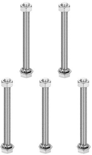 QUARKZMAN 5 Sets M8 X 85mm 304 Sechskantschrauben Muttern Unterlegscheiben | Und Federring-Set Vollgewinde Hochglanz, Edelstahl, Für Haushalt Elektronikbau