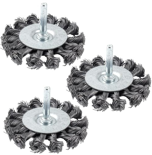 Spazzole per ruote metalliche 3 pezzi 4500R/cerchio ruota metallica intrecciata per trapano con spazzola con gambo esagonale da 0, 2 pollici per rimozione di ruggine, corrosione e vernice