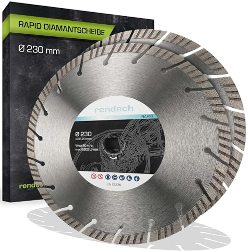 2x Rapid Diamantscheibe 230mm mit 10mm Turbo-Segment | Ideal für Beton, Granit, Stahlbeton, Mauerwerk uvm. - Zubehör für Winkelschleifer mit starker Schneidleistung