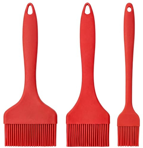 Lot de 3 pinceaux de cuisine en silicone 210 mm - Résistants à la chaleur jusqu'à 230 °C - Passent au lave-vaisselle - Pour la cuisson, le barbecue