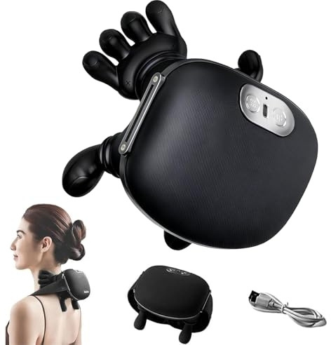 MassagegeräT, 4D NackenmassagegeräT, Heizendes Nacken, USB SchultermassagegeräT, 3 Massageeinstellungen & 2 Heizstufen, FüR Zuhause, BüRo, Reisen, Entspannen Sie Muskeln, Lindern MüDigkeit (Schwarz)