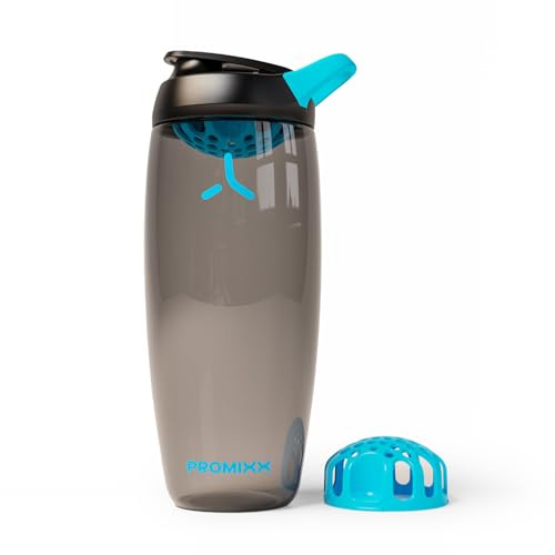 Promixx Pursuit Protein Shaker Bottle – 950ml Silent Snap-Fit Mixer for Lump-Free Shakes – Leak-Proof BPA-Free Ecozen Gym Shaker with Measurement Marks for Fitness and Travel – Black