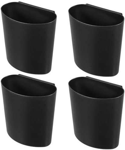 HEALEEP Cubo Colgante Pequeño para Carrito de Salón 4 Piezas, Cesta Organizadora Negra Portátil Multifuncional para Almacenamiento y Portavasos, Contenedor Práctico para Estantes y Ruedas