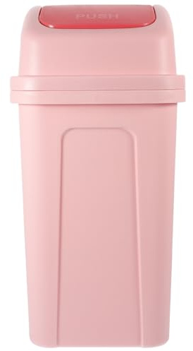 Luxshiny Cubo de Basura para Cocina Grande con Tapa Abatible, Plástico Grueso y Resistente, Diseño Compacto para Espacios Estrechos, Color Rosa, Adecuado para Baño y Hogar, Bote Basura